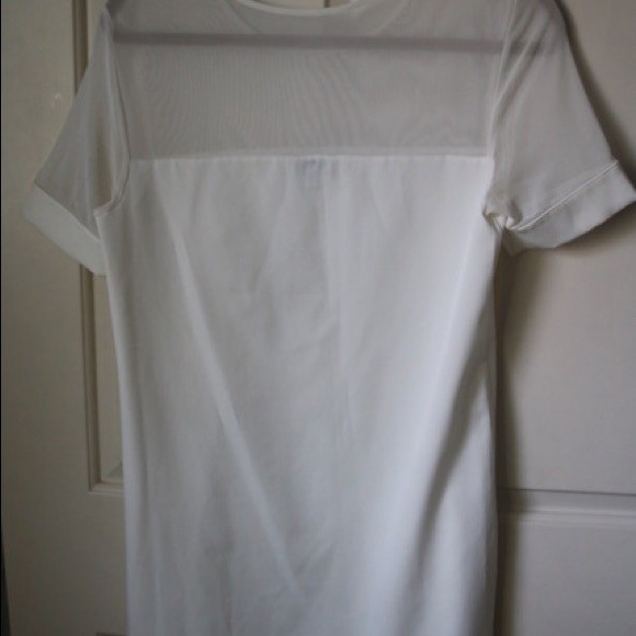 White T Shirt Dress with Mesh Panel - Picture 1 of 7